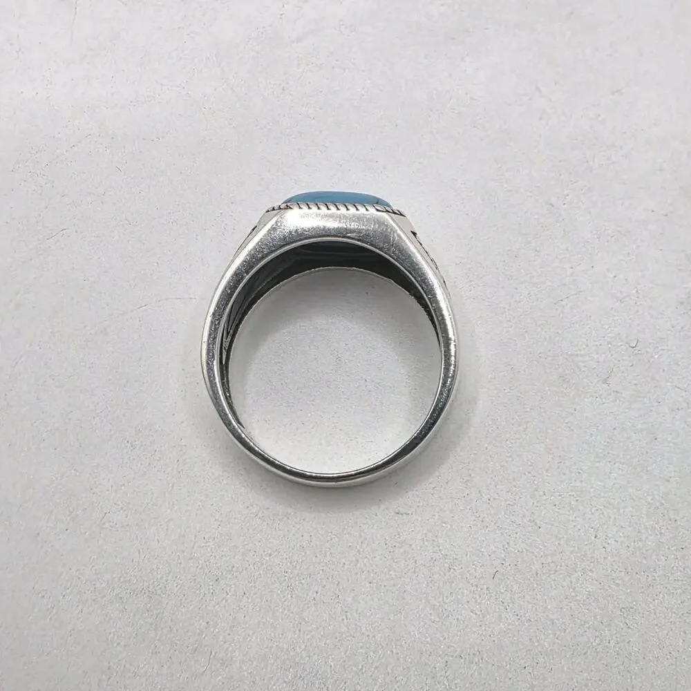 Sterling Silver Turquoise Ring Celtic Pattern Irish Blessing Inscription Ring 10